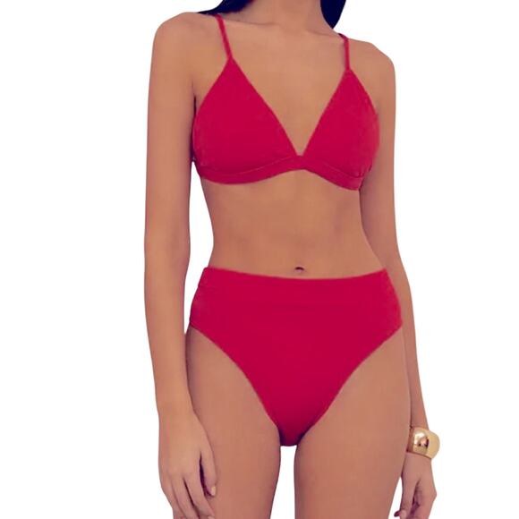 NWT REVOLVE & HOLIDAY VACAY lovers COMMENSE 2 PIECE SWIMSUIT red high waist… - Picture 8 of 8